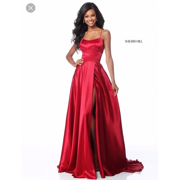 Red Long Open Back Prom Dress